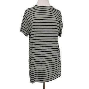 Electric & Rose Mens Gray Black Striped Short Sleeve Crew Neck Cotton Tee Sm NEW